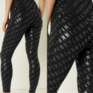 Pink Victoria's Secret Ultimate Black Shine Logo Leggings XXL Plus